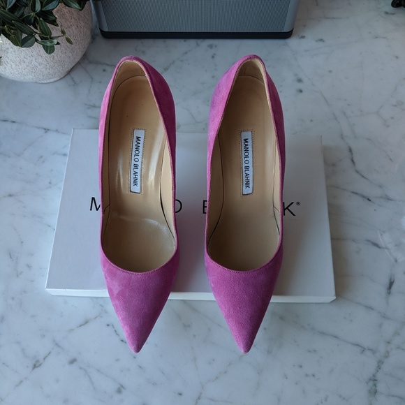 Manolo Blahnik suede BB pump 105 pink - Picture 1 of 8